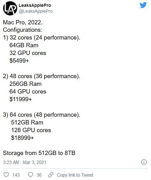 明年发 新款Mac Pro最高配64核Apple Silicon CPU