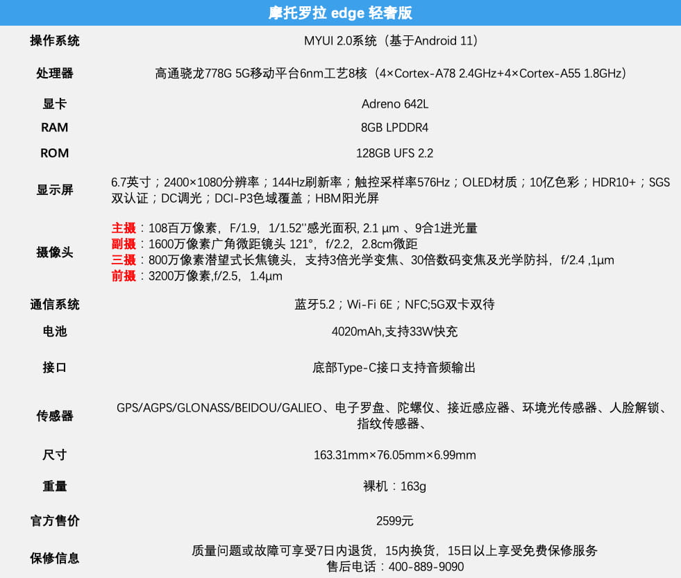 摩托罗拉edge轻奢版