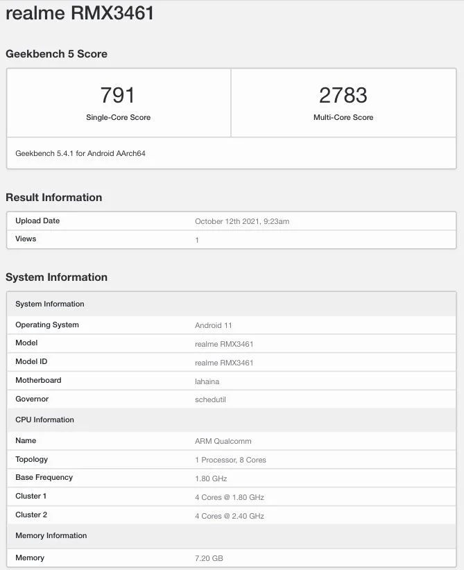 Realme Q3s硬件配置信息曝光 高通骁龙778G芯片组