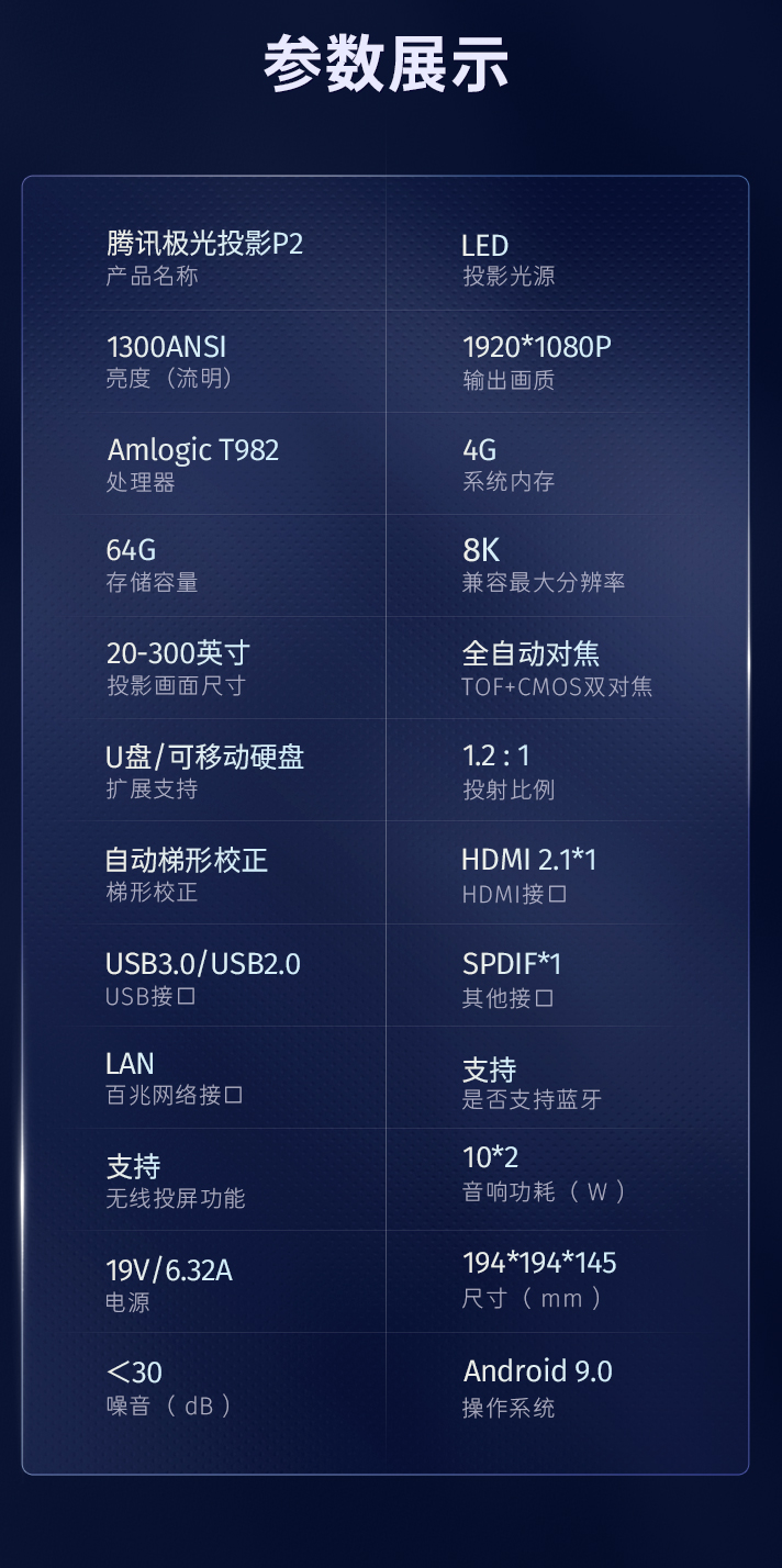 腾讯极光投影P2发布 最高1300流明 首发3799元