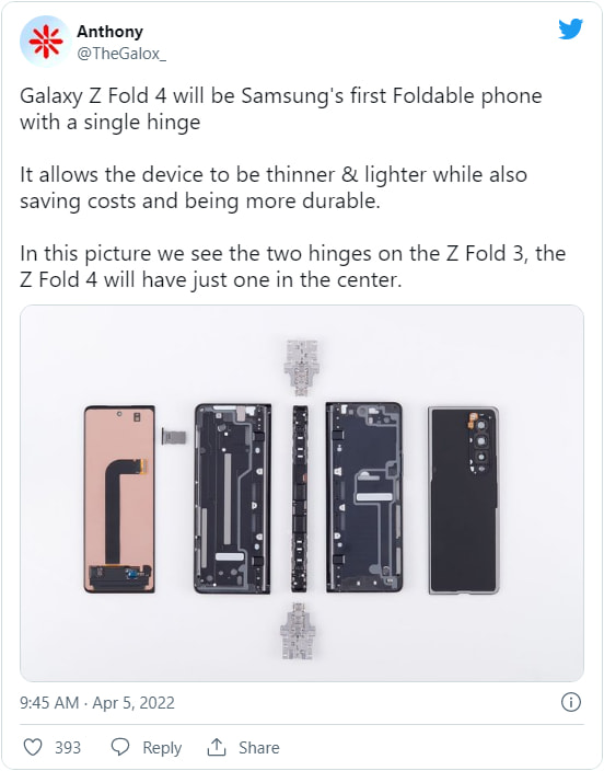 三星Galaxy Z Fold 4爆料汇总 更轻薄 拍照是亮点