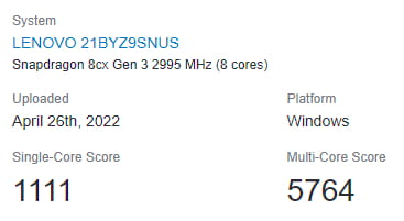 骁龙8cx Gen 3跑分曝光 远远落后M2 甚至还不如2年前的M1