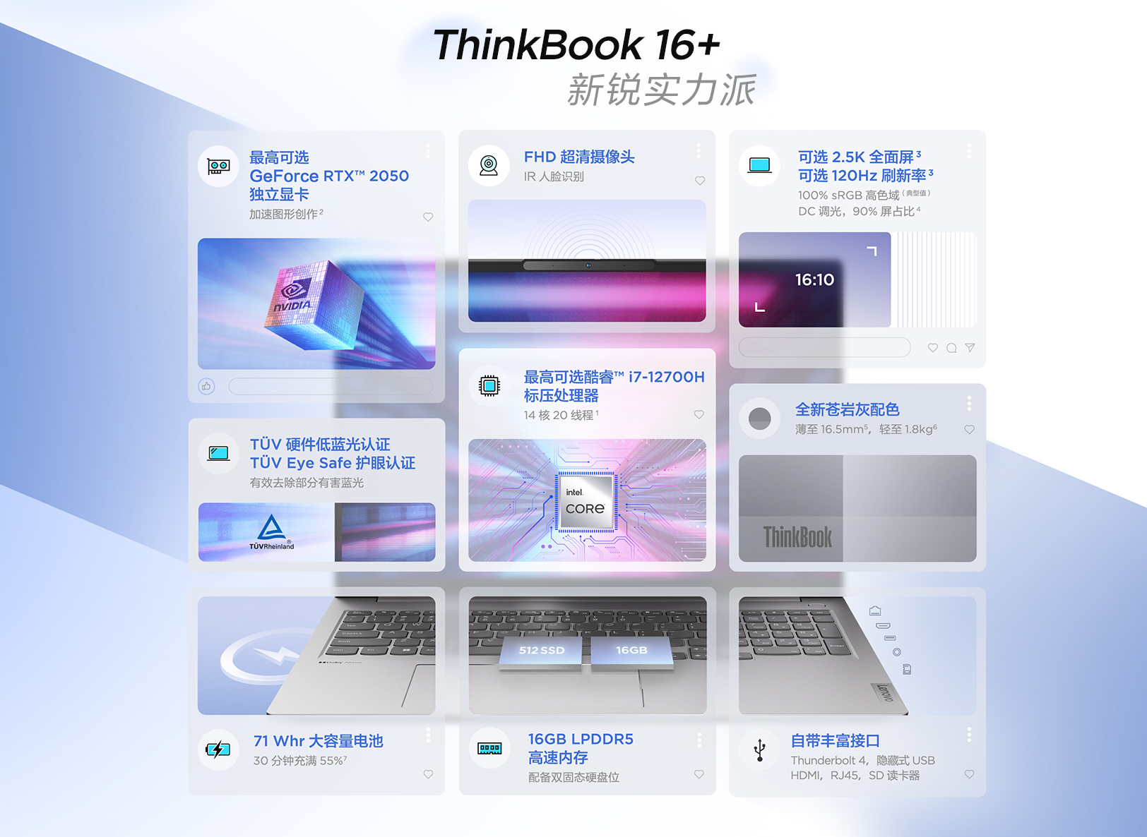 联想ThinkBook 16+发布 标配2.5K屏幕+512GB大内存
