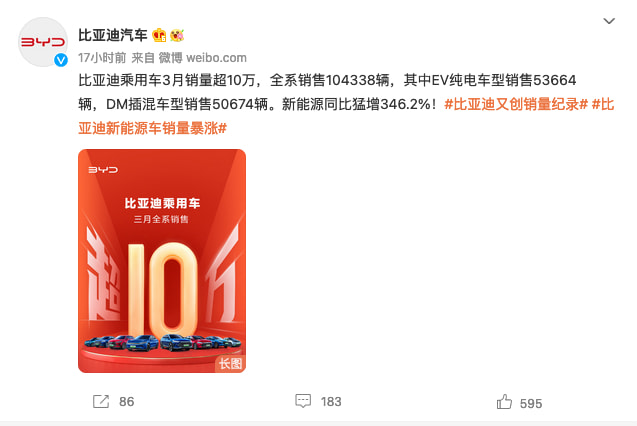 比亚迪停产燃油车整车 未来专注纯电动和插电式混动