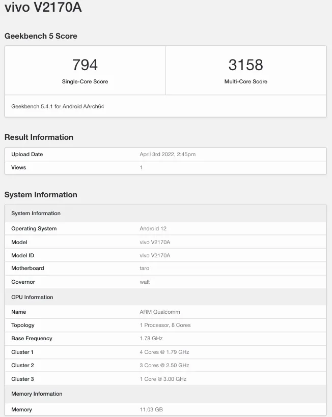 vivo Pad跑分数据泄露 骁龙870 SoC 跑分不输vivo X Note