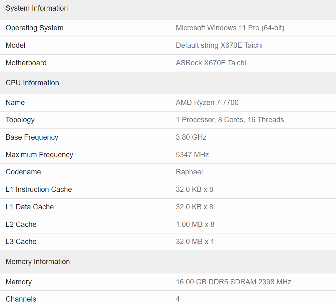 Ryzen 7700 non-X在Geekbench多核测试中比57600X快13%