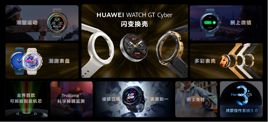 华为可换壳新形态手表WATCH GT Cyber发布，引领年轻潮表新风尚