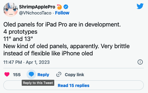 iPad Pro专用新型OLED面板在开发中 显示效果并不出色