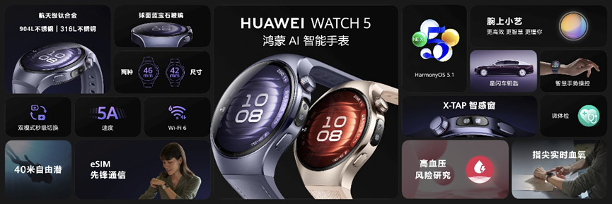 首款鸿蒙AI智能手表HUAWEI WATCH 5发布，重绘智慧未来新图景