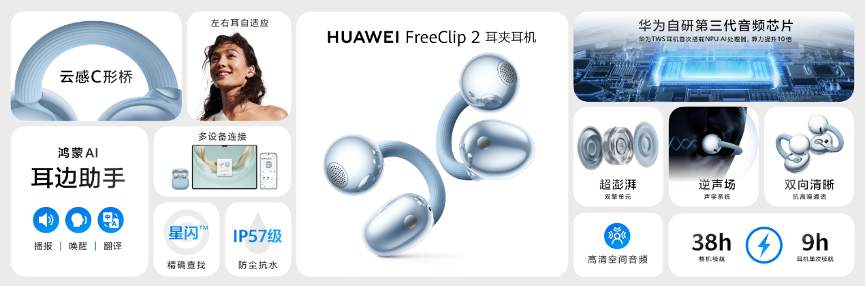 先锋美学、智感聆听、鸿蒙AI，HUAWEI FreeClip 2 耳夹耳机全面进化