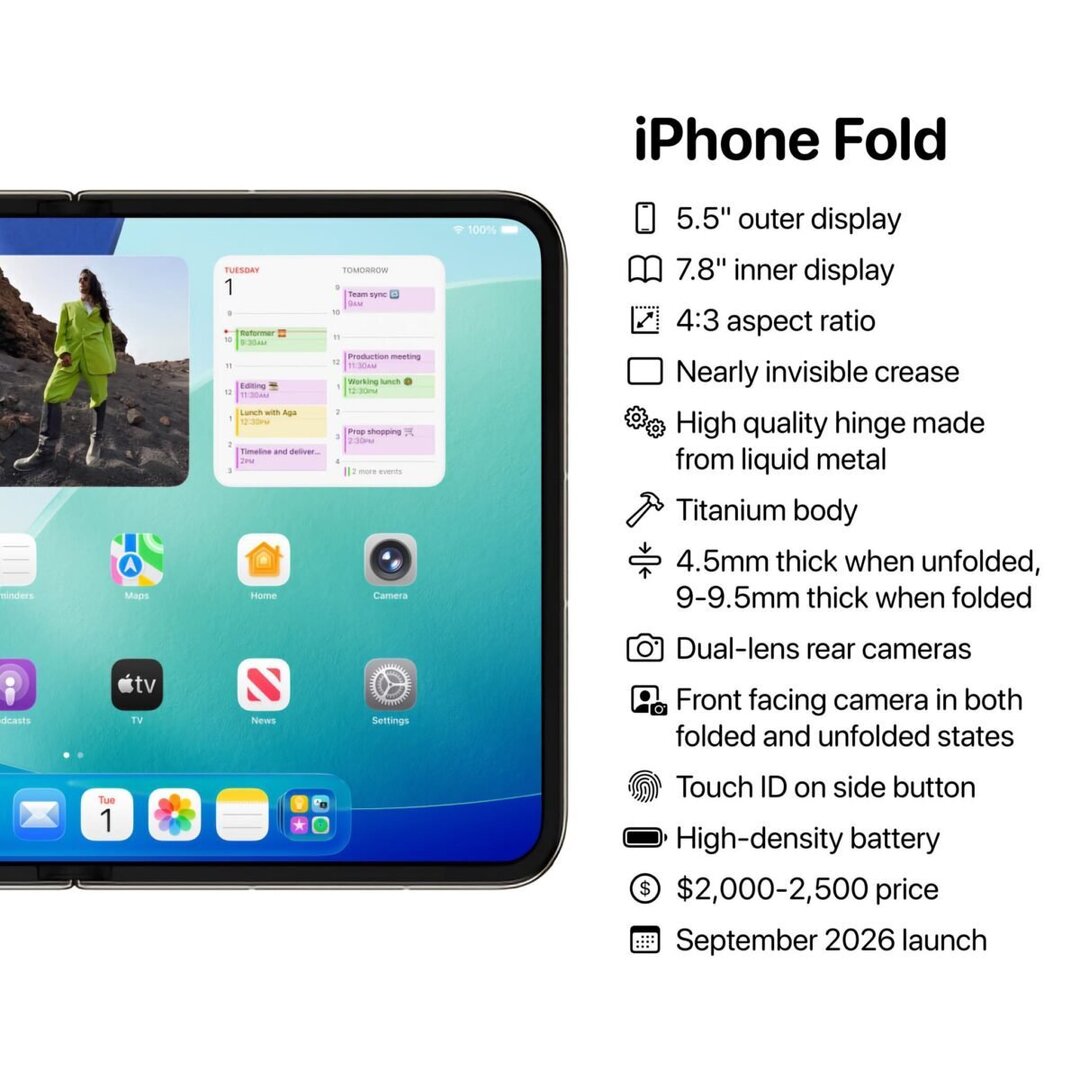 三星显示计划明年供应1100万套iPhone Fold屏幕 苹果首款折叠屏明年登场