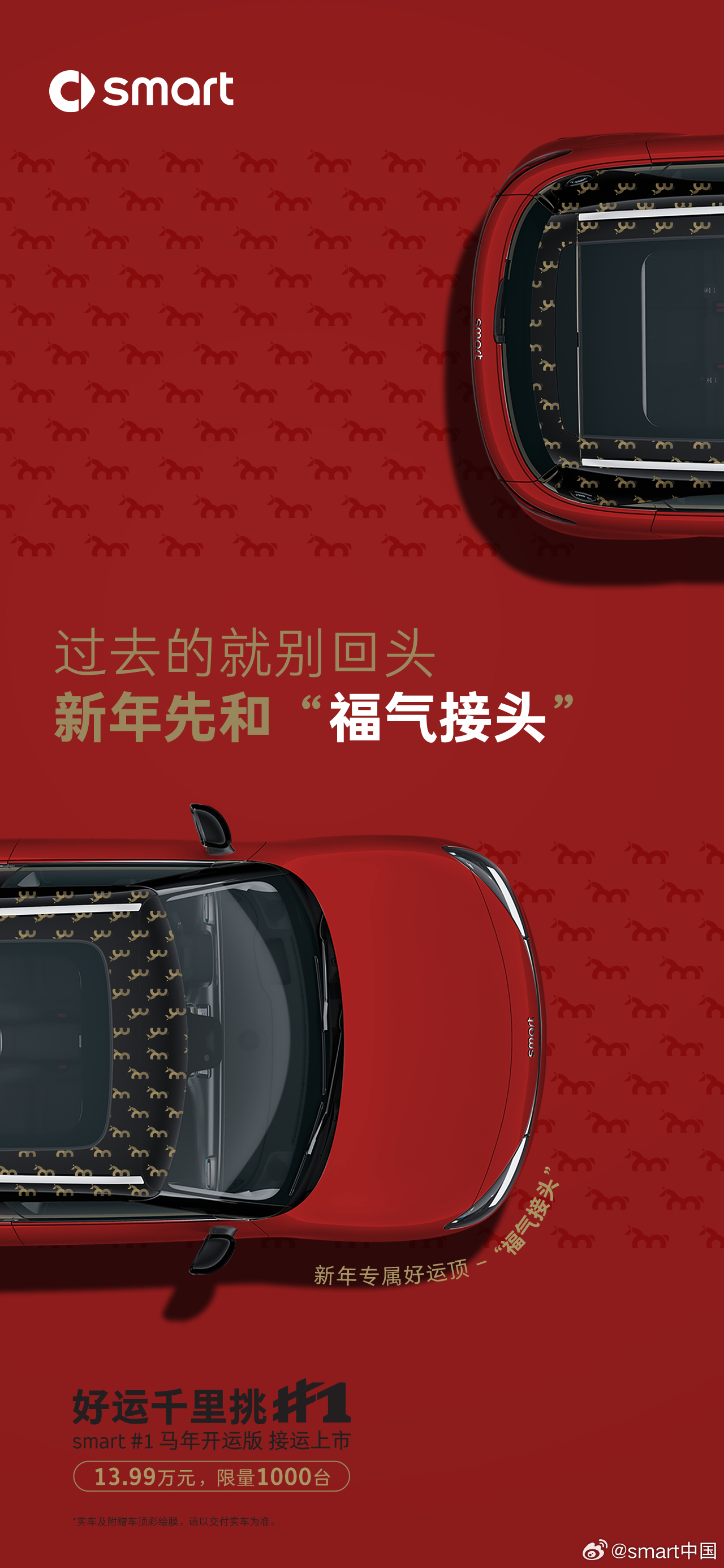 smart精灵#1马年开运版上市：13.99万元限量1000台，四款专属车顶加持