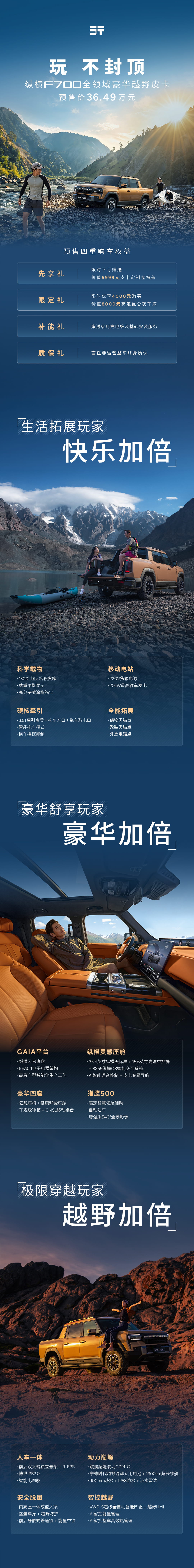 8月6日正式上市!奇瑞纵横F700豪华混动越野皮卡信息汇总