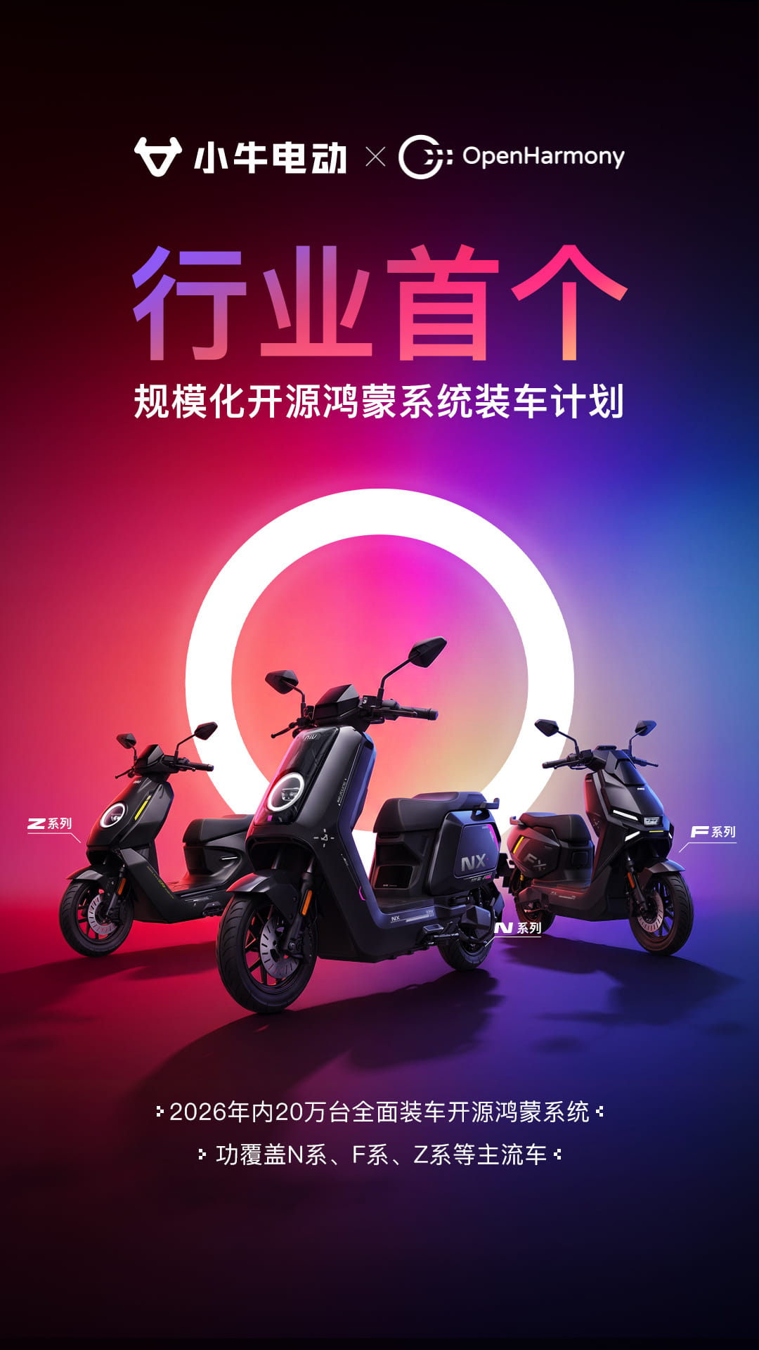 小牛电动签约鸿蒙鸿图计划 2026年目标20万台车型搭载开源鸿蒙